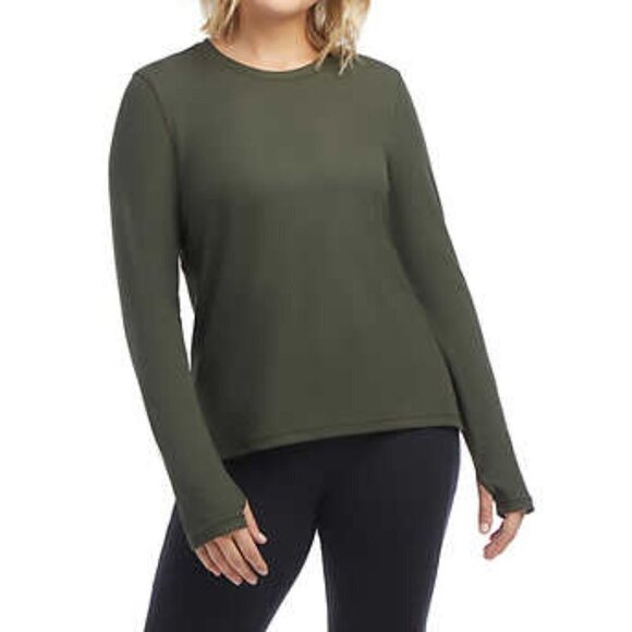 NEW Danskin Ribbed Long Sleeve Top | Grey - Picture 5 of 8